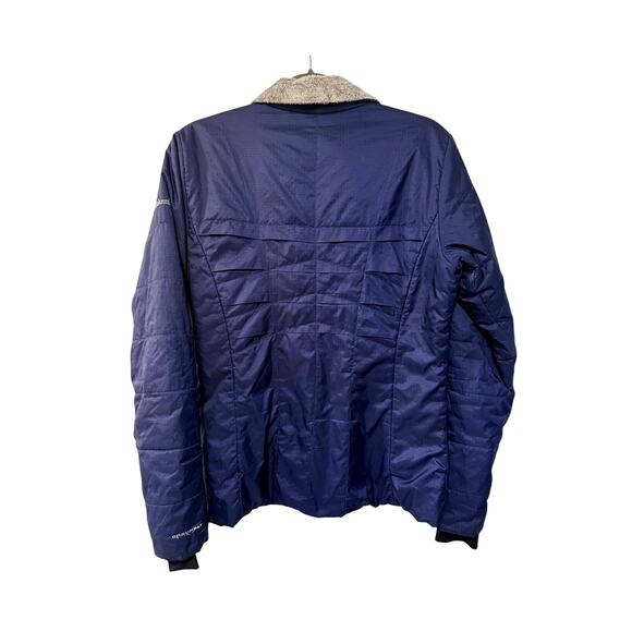 Columbia Womens M Omni Heat $149 Soft Shell Jacket Fur Collar Full Zip Navy Blue - Picture 2 of 6